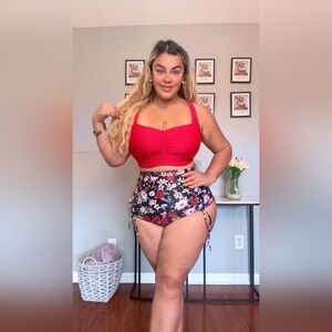 NEW Tempt Me Womens Plus Size High Waist Bikini Two Piece Swimsuit Tummy Control